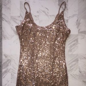 Rose gold sequin dress